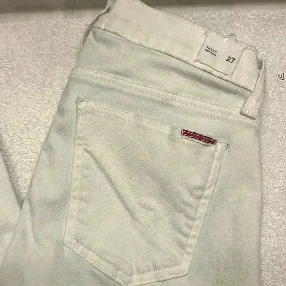 Hudson Tally Crop Skinny Woman Cuffed White Jean size 27 - Picture 2 of 11